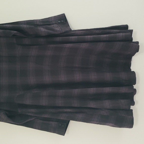 Torrid Button Down Shirt Kimono 1X Black Gray Plaid Long Sleeve Pockets Layering - Picture 10 of 16